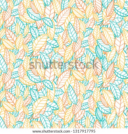 Line drawing color leaves pattern