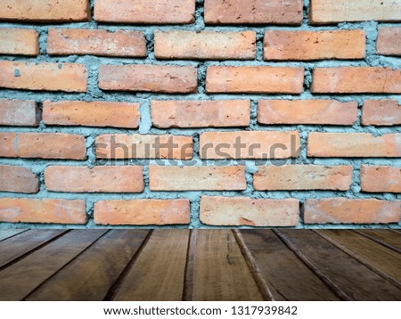 Texture wooden floor with old wall. Studio table room background.