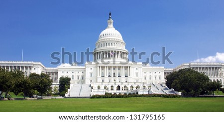 US Capitol Building with blue sky Royalty-Free Stock Photo #131795165