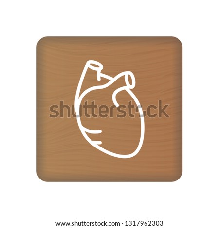 Human Heart Icon. An Internal Organ Vector. Human Anatomy Illustration. Sign Symbol For Medical Presentation On Wooden Blocks Isolated On A White Background. Vector Illustration. Healthcare Concept.