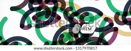 Curly lines abstract background, color overlapping linear texture, vector illustration