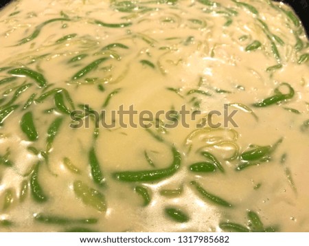 Thai dessert green jelly in coconut milk