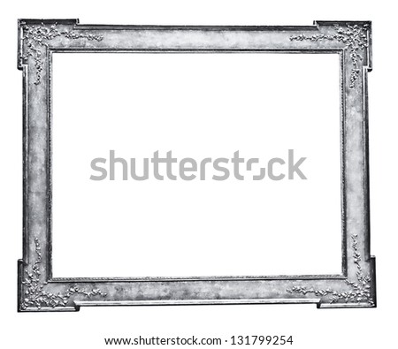 vintage silver frame, isolated on white