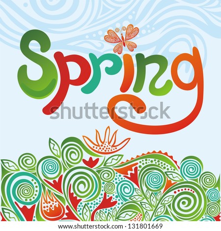 Spring floral pattern background vector illustration