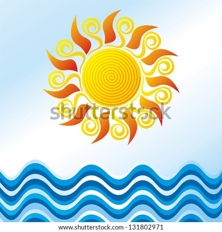 Sea and sun vector illustration
