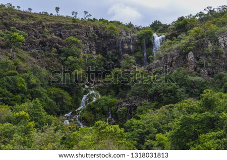 Beaultiful waterfall on high mountains of Serra da Canastra Region in Brazil