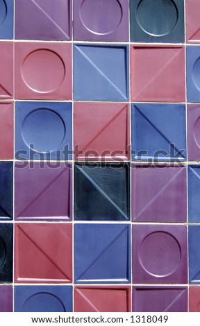 Colorful textured tile wall as background