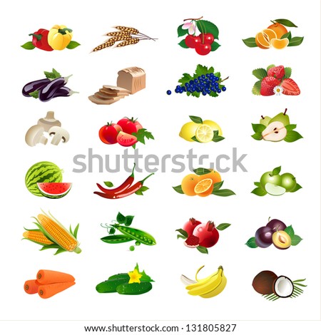 24 food icons set. Illustration