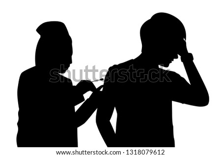 Nurse and patient silhouette vector