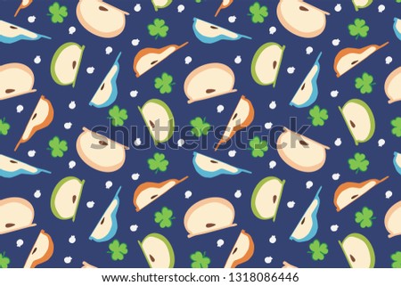 pears and apples seamless pattern dark blue background