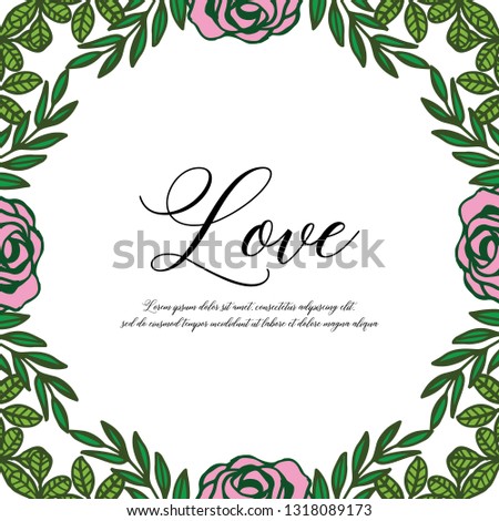 Vector illustration wreath for greeting card lettering love hand drawn