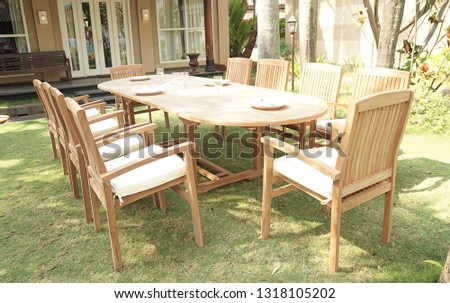 Garden furniture outdoor teak dining table chairs                      