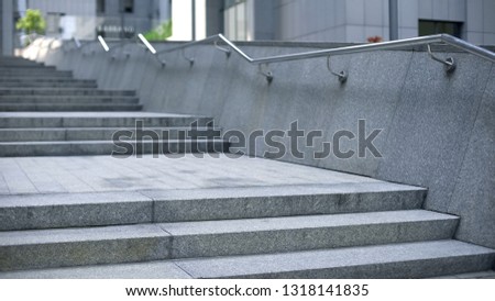 Stairs of business center, modern architecture, geometric design, way to success