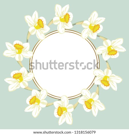 Vector of round frame with narcissus and space for text