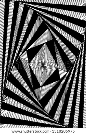 Hand drawn geometic paradox pen drawing in black and white. Suitable as a coloring page for an adult coloring book. Vector comes with transparent backing.