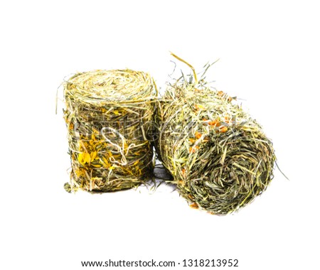 Isolated Hay Bales on White