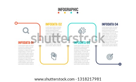 Timeline infographic design vector with thin line elements. Business concept with 4 options, steps or processes. Can be used for workflow diagram, info chart, presentations, graph.