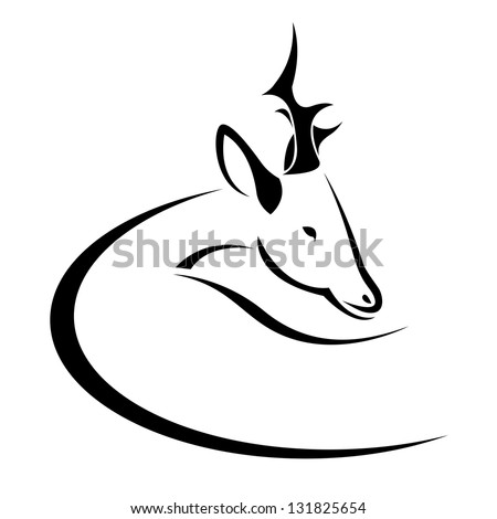 Vector illustration of deer symbol - tattoo