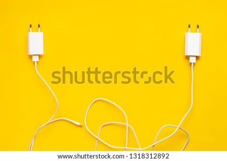close up charging usb wire plug isolated