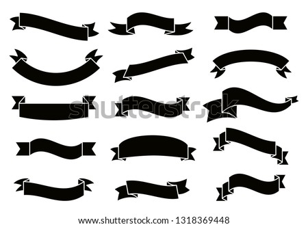Banners and ribbons set isolated on white background. Collection of trendy banners and ribbons for web site, tag, label, sticker, and badge. Creative art concept, vector illustration
