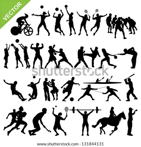 Sport players silhouettes vector