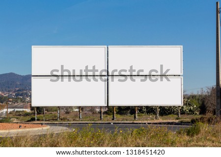 Four big blank billboards for advertising