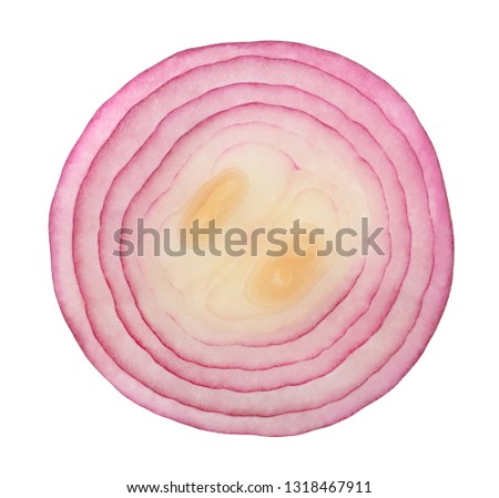 Onion cut inner purple isolated on white background with clipping path.