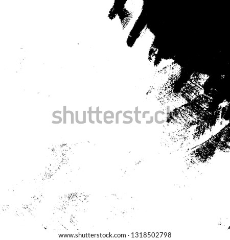 Distressed black overlay texture. Grunge dark messy background. Dirty empty cover template. Ink brushed renovate wall backdrop. Insane aging design element. EPS10 vector