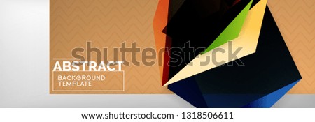 Triangular 3d geometric shapes composition, abstract background, vector line and shapes design