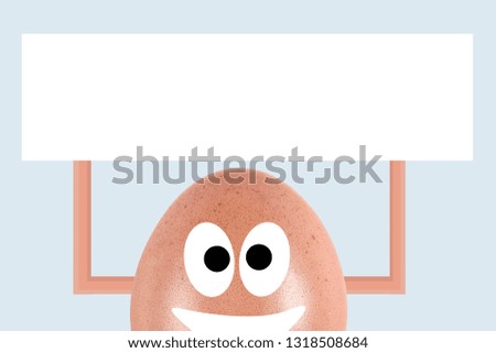 egg with painted muzzle, Easter poster with space for text.