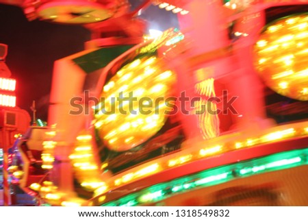 synthwave disco lights at fairground funfair ride electro retro background 