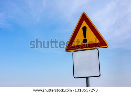 Traffic sign on sky background. Empty space for your own text.