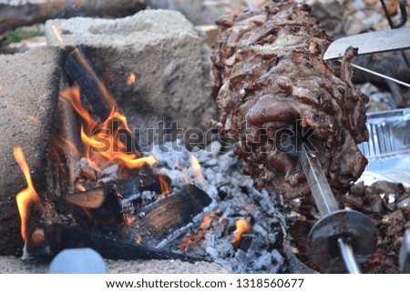 meat and fire in the kebab and taste tastes eaten