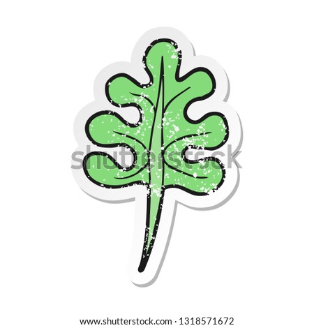 retro distressed sticker of a cartoon leaf