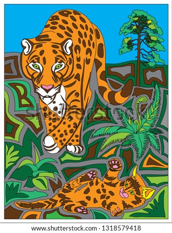 leopards among the greenery
