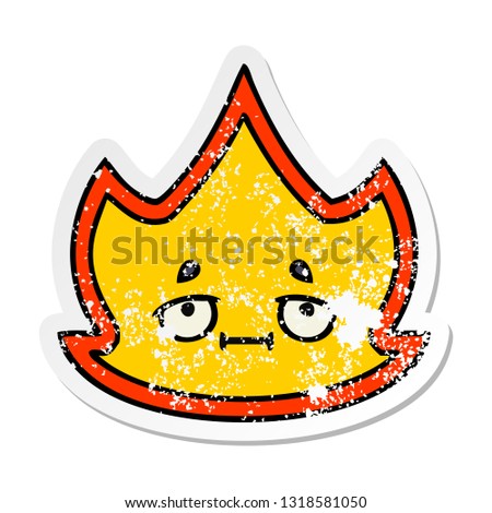 distressed sticker of a cute cartoon fire
