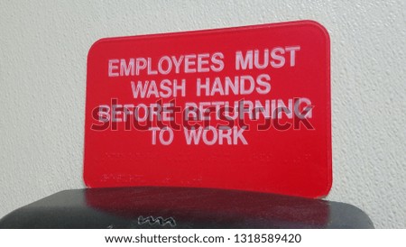 Wash hands employee sign