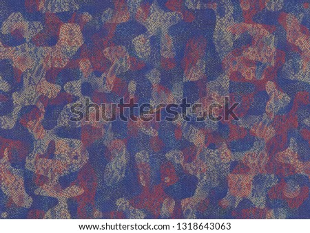Pattern denim printed camouflage texture. Jeans seamless background. Multicolor flower and animal print 
