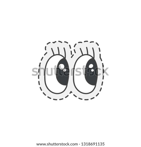 Kawaii eyes. Cute hand drawn colored vector illustration.