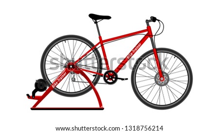 exercise bike, bike-trainer isolated on a white background, side view. Sport and recreation. Realistic vector Illustration