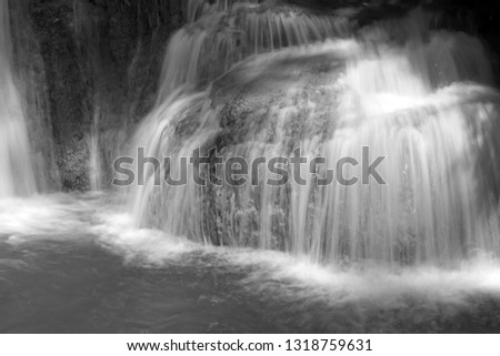 black and white Waterfall,
Huai Mae Khamin  Kanchanaburi, Thailand, nature