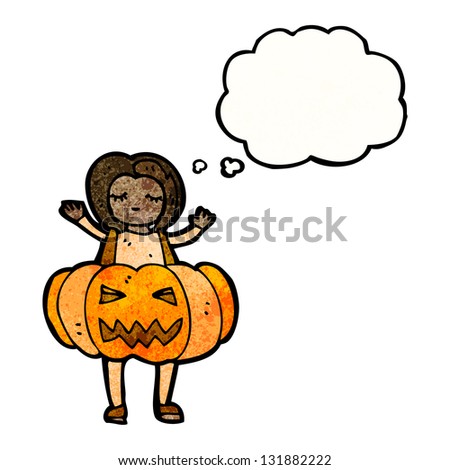 girl in pumpkin costume cartoon