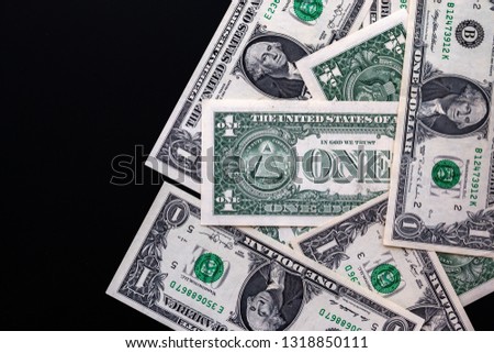 american paper dollar isolate on black background