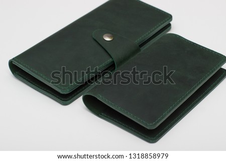 
Handmade purse made of genuine leather dark green