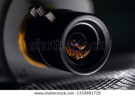 CCTV Security Camera. Video camera lens closeup
