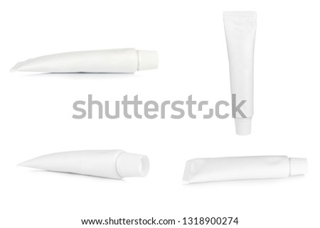 toothpaste color white isolated on white background.