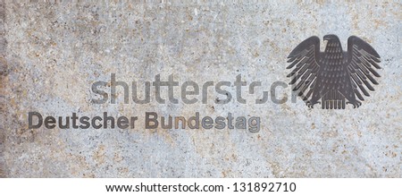 Government of Germany. Deutscher Bundestag. The inscription on the wall of a building