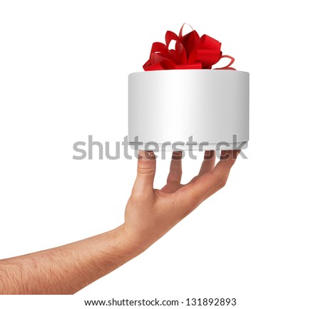 Gift Box in hand, isolated on white