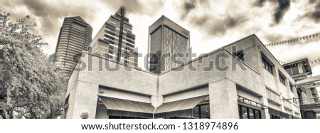 Buildings of Downtown Jacksonville on a cloudy day, Florida.