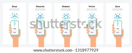 Shop, Rewards, Redeem, Points, Save, New And Modern Trends. Can Use Immediately for Promotions, Website, Commercial And Others. Vector.  Royalty-Free Stock Photo #1318977929